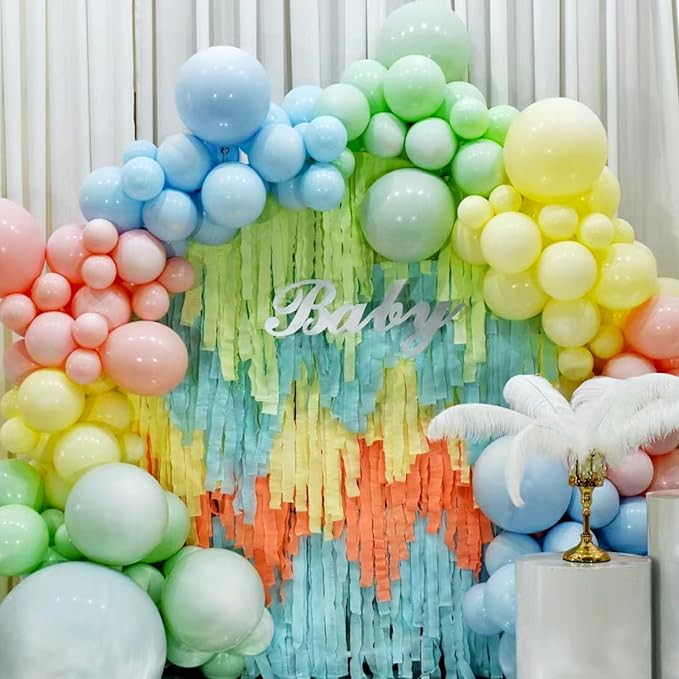 PIGETALE Crepe Paper Streamers, 8 Rolls 656ft Party Streamers, Pack of 8 Pastel Colors Crepe Paper for Kids Girls Birthday Party Supplies Wedding Bridal Baby Shower Decorations (1.8Inch x 82Ft/Roll)