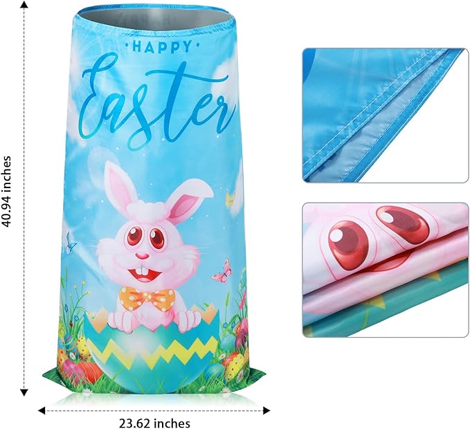 Civaner 30 Pcs Outdoor Games Set for Kids Includes 6 Bunny Potato Sack Race Bags 6 Egg and Spoon 6 Bunny Ears Headbands 6 Legged Relay Race Band for Game Party(Blue,Classic)