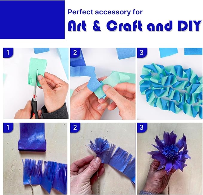PartyWoo Blue Crepe Paper Streamers 6 Rolls 492 ft Pack of Dark Royal Blue Crepe Paper for Graduation Independence Day Baby Shower Wedding Birthday Party Decorations (1.8 Inch x 82 Ft/Roll)