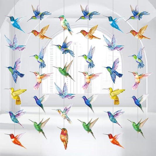 Hummingbird Garlands Hummingbird Birthday Party Supplies 6Pcs Bird Party Decorations Flying Bird Hanging Paper Garland Banners for Spring Nature Tropical Theme Baby Shower Ceiling Decor