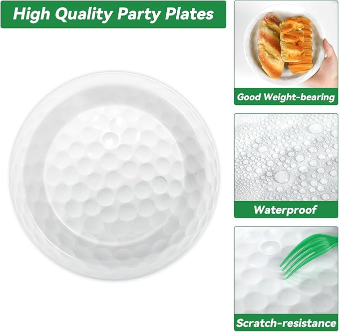 Qyeahkj 100 Pcs Golf Party Supplies Plates and Napkins Set Golf Birthday Decorations Paper Tableware Dinnerware Kit Disposable Sports Ball Themed Party Decor Favors for Kids Serves 25