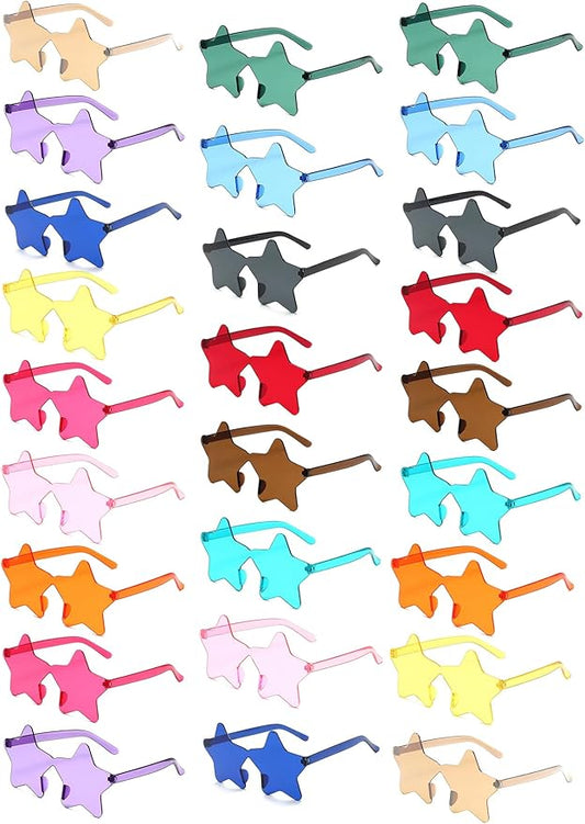 12/26/36 Pairs Rimless Star Shaped Sunglasses Transparent Glasses Bulk Fun Sunglasses for Party Favors