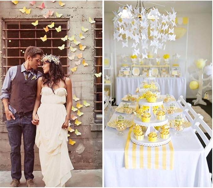Butterfly Banner Decorative Paper Garland for Wedding Baby Shower Birthday Theme Decor 110 Inches Long Pack of 2 Pieces White
