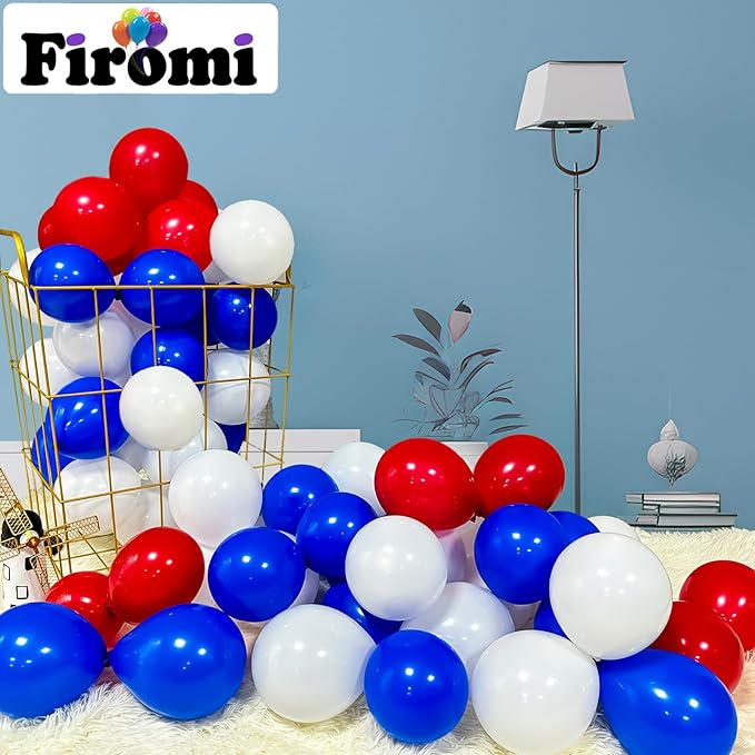 Firomi Small Royal Blue Balloons 5-inch 100 Pack Helium Shiny Round Blue Thicken Latex Balloon for Wedding Birthday (with 2 Ribbons)