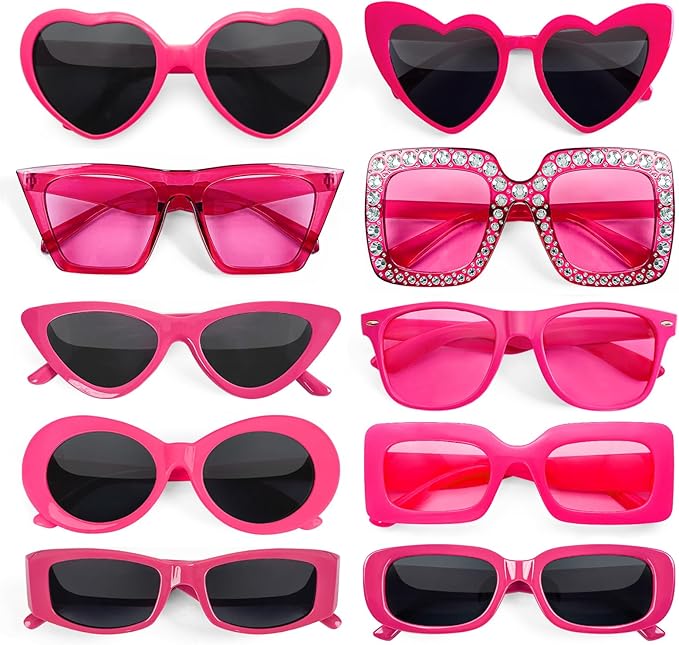 10 Pack Mixed Styles Trendy Retro Sunglasses for Women/Men Party Favors Sungasses Costume Accessories Eyewear Set