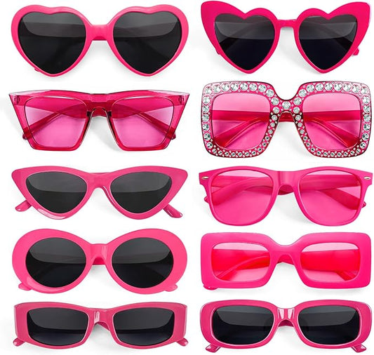 10 Pack Mixed Styles Trendy Retro Sunglasses for Women/Men Party Favors Sungasses Costume Accessories Eyewear Set