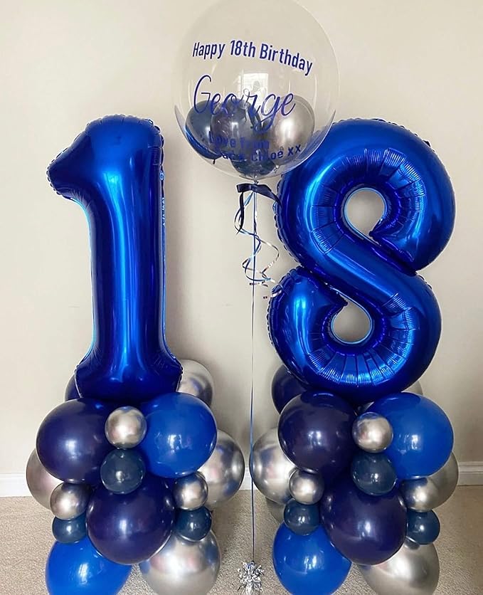 40 Inch Navy Blue 18 Number Balloons Giant 18 Balloons Navy Blue Birthday 18 Balloons 18th Birthday Anniversary Party Decorations Supplies