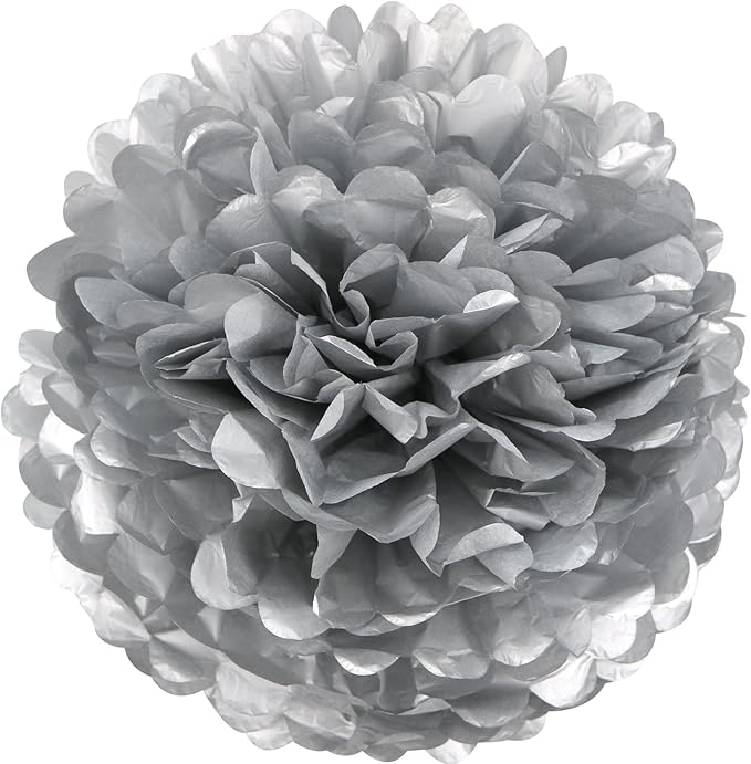 Lightingsky 10pcs Paper Tissue Pom Poms DIY Flowers Ball for Wedding Party Home Decoration (12 inch, Silver)