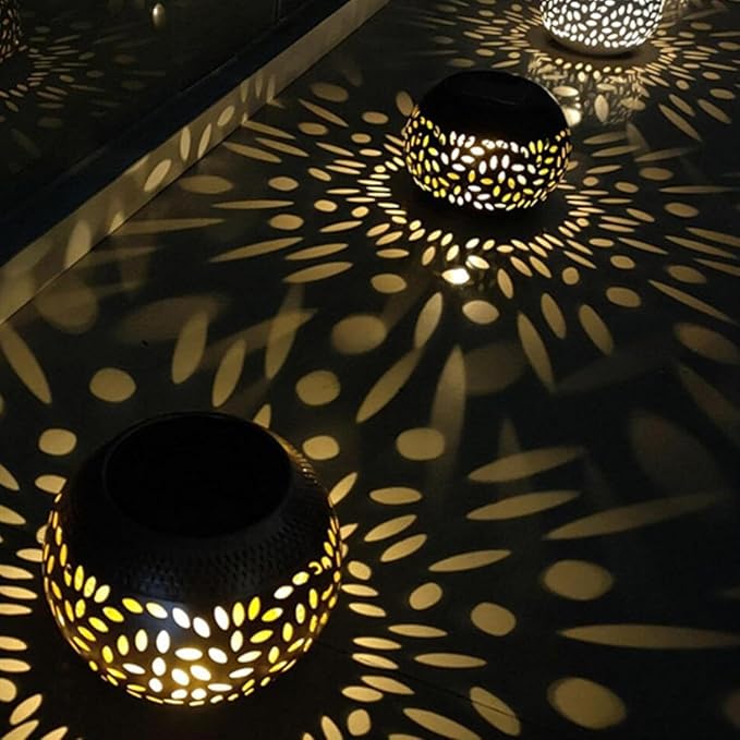 Solar Table Lanterns Outdoor Waterproof - LED Lamp Black Metal Table top Lights -Solar Powered Decorative Lantern for Desk Patio Garden Pathway Yard