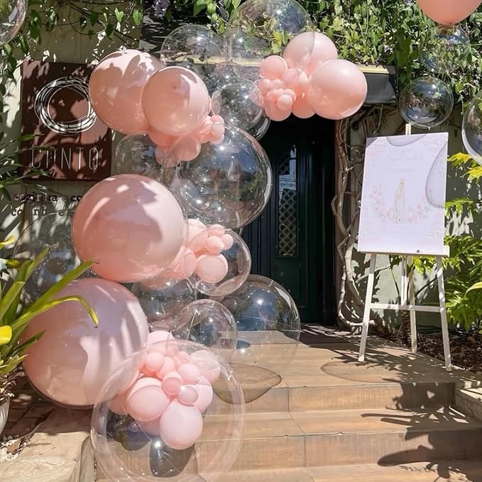 Voircoloria 130pcs Clear Balloons Different Sizes 18" 12" 10" 5" Transparent Latex Balloon Garland Arch Kit for Birthday Baby Shower Graduation Wedding Gender Reveal Anniversary Party Decorations