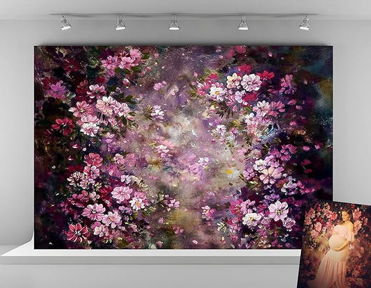 Kate 10x6.5ft Microfiber Spring Backdrop for Photography Abstract Painting Pink Flowers Photo Background Wedding Birthday Party Decoration Backdrops