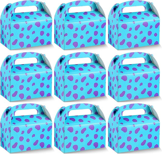 Marspark 24 Pack Monster Themed Cartoon Birthday Party Supplies, Paper Gift Boxes, Cartoon Candy Treat Boxes for Birthday Party Decorations(New Purple Pattern)