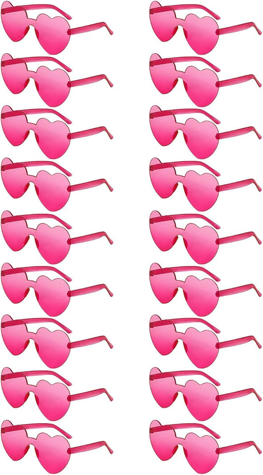 SUNOVELTIES 18 Heart Shape Rimless Sunglasses Transparent Candy Color Party Glasses Colored Eyewear for Women