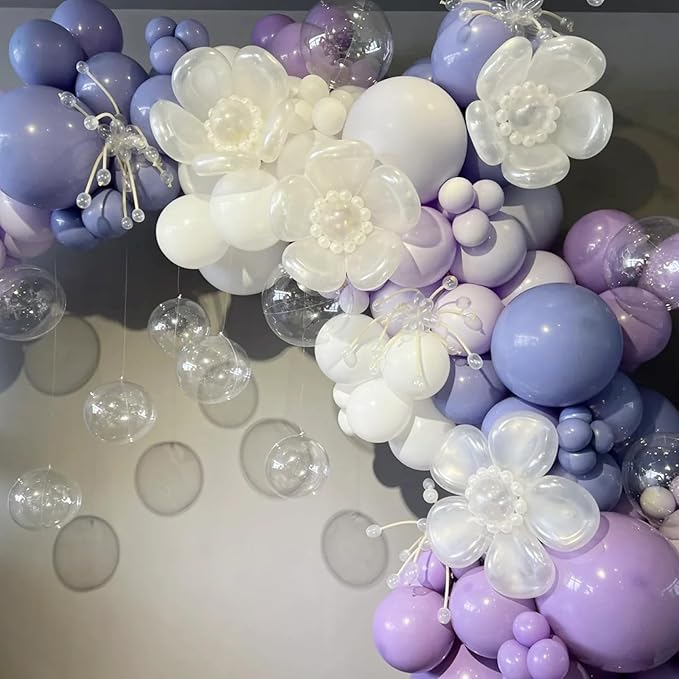 Voircoloria 105pcs Pastel Purple Balloons 12inch Party Latex Balloons for Boys Girls Birthday Baby Shower Gender Reveal Wedding Sunflower Party Decorations