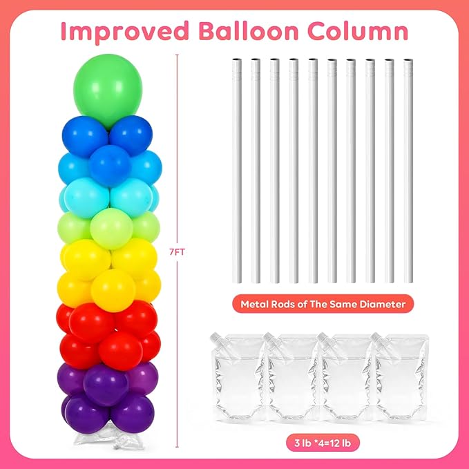 Tamodan Adjustable balloon column kit set of 2, 78 Inch balloon tower Reusable Metal Telescopic Design，balloons tower stand for Weddings, Birthdays, Baby Showers & Graduation Events