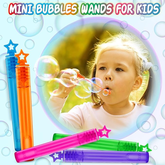 500 Pcs Mini Bubble Wands in 10 Colors, Bulk Party Favors for Kids, Themed Birthday, Christmas, New Year, Valentine, Carnival, School Classroom Prizes for Boys & Girls, Ideal Goodies Bags Stuffers