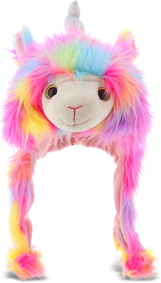 DolliBu Plush Hat – Super Soft Fleece Stuffed Animal Beanie with Ear Flaps, Cozy Warm Winter Hat for Kids – One Size