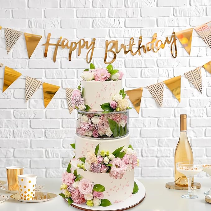 2PCS Acrylic Cake Stand 6'' 8'' Clear Cake Stand, Acrylic Cake Separators Fillable Cake Stands Round 2 Tier for Dessert Wedding Birthday Party