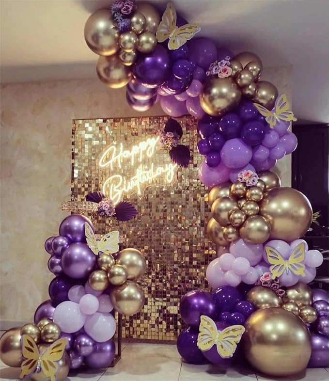 Purple Balloons Party Balloons 12inch 50Pcs 3.2g Latex Metallic Balloons Chrome Balloon Birthday Balloons Shiny Balloons Party Decoration Wedding Birthday Baby Shower Christmas Party - Metallic Purple
