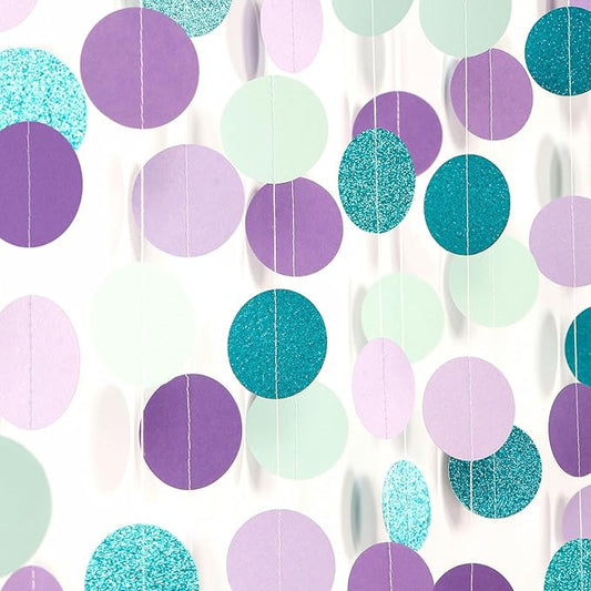 Mermaid Birthday Teal-Purple Party-Decorations Garland-Streamers - 52Ft Turquois Mint Girl Baby Shower Hanging Banner,Under The Sea Classroom Paper Backdrop Decor Huglony
