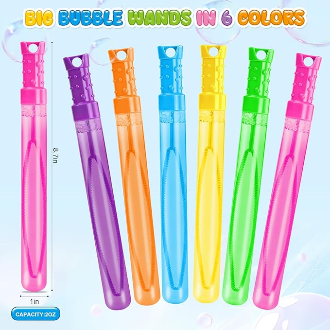 Bubble for Kids, 2OZ Bubble Wands Bulk for Kid Party Favors, Summer Toys, Indoor & Outdoor Activities, Birthday, Carnival Prizes, Wedding, Goodie Bags, 60 Pcs, 6 Assorted Colors