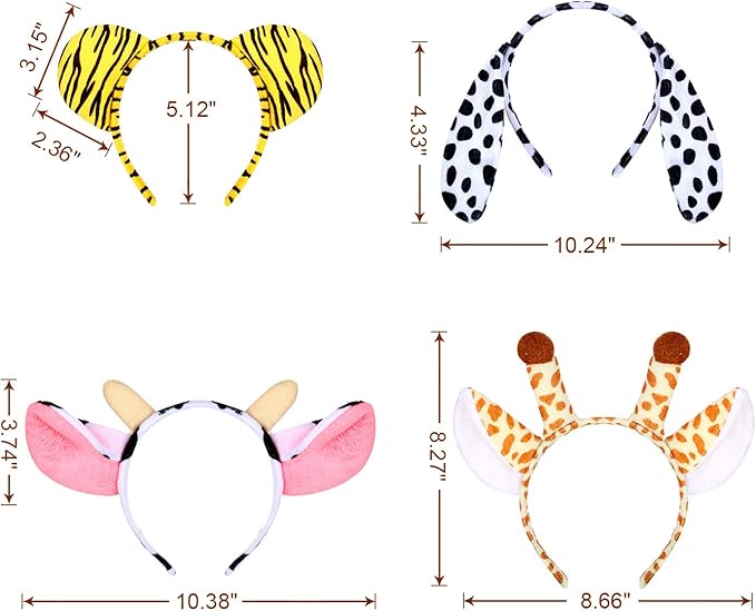 WILLBOND 16 Pieces Animal Headbands Jungle Safari Party Favors Wild One Birthday Decorations Zoo Animal Ear Headbands for Kids Halloween Costume Cosplay Photo Booth Props Party Supplies