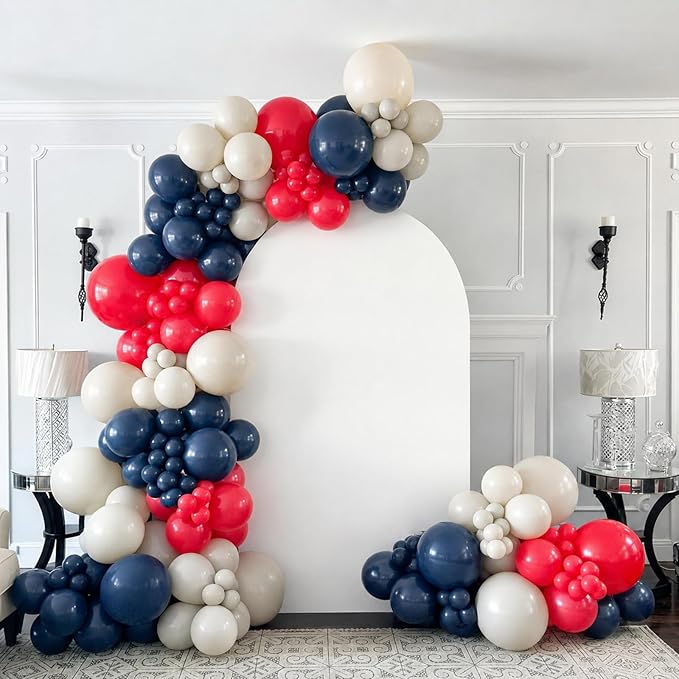 Red White Blue Balloons Arch kit 4th of July Navy Royal Blue Red Sand White Gold Balloon Star Foil Balloon for USA 250th Anniversary Independence Memorial Graduation Patriot Birthday Party Decoration