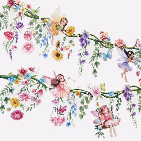 Paper Jazz Fairy Birthday Party Decorations，Princess Baby Shower Decorations for Girl,2pc Fairy Banner Enchanted Forest Decoration for Wall,Garden Party Decorations for Tea Party