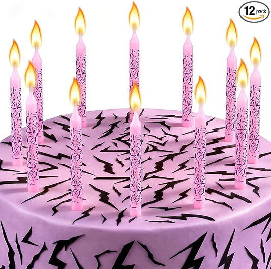 Conelist 12 Pcs Kpop Themed Birthday Candles Pink Lightning Birthday Decorations Cartoon Movie Cake Toppers for Kpop Themed Party Supplies