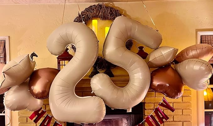 2 Numbers Balloon 40 Inch Light Brown Two Balloon Number Birthday Decor, 2nd 12 21st Party Celebration Decorations Graduations Wedding Baby Shower