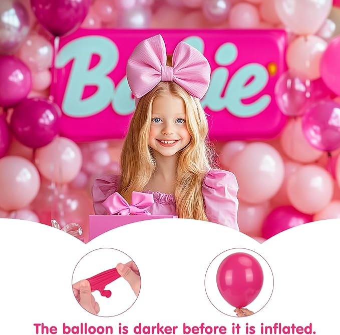 RUBFAC Pink Balloons Set, Hot Pink Latex Party Balloons Kit 65pcs for Birthday, Wedding, Baby Shower, Mother's Day, Party Decoration