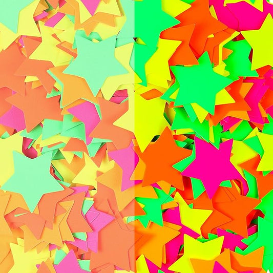 Deekin 10000 Pieces Neon Confetti 5 Colors Confetti Party Table Decor Fluorescent Neon Party Supplies Glow in The Dark Paper Tissue Paper for Birthday, Wedding Supplies(Star Style)