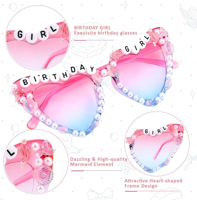 CIEHER Birthday Glasses for Women Girls Rhinestones Birthday Sunglasses Birthday Accessories Party Favors