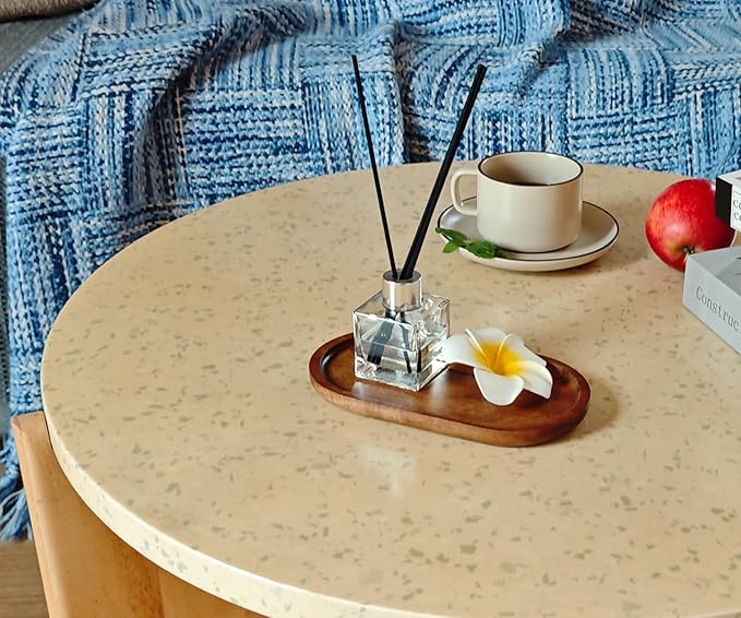Small Wooden Tray (7.5 x 4.1 inch) 6 Pack, Oval Mini Serving Tray for Coffee Tables, Dessert, Snack, Fruit, Acacia Wood Platter for Vegetable, Decor Restaurant