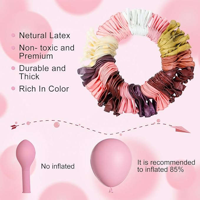 Amandir 162Pcs Burgundy Balloon Garland Arch Kit, Light Pink White Maroon Balloons Confetti Latex Metallic Gold Balloons for Valentines Birthday Bridal Shower Wedding Graduation Party Decorations