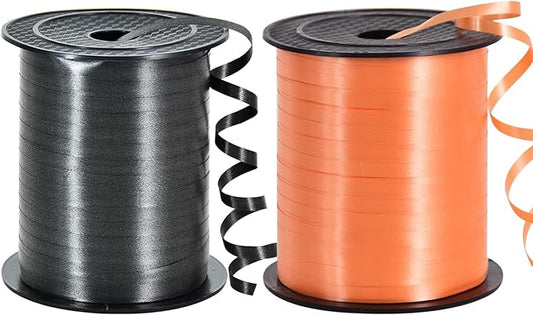 TONIFUL 500 Yards Curling Ribbon-Balloon Ribbon-Balloon String for Art&Craft Decor,Gift Wrapping,Ribbons and Bows for Halloween Christmas New Year Birthday Gifts Supplies (Black Orange)