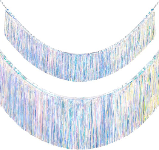 Gorgeous Holographic Fringe Banner for Party Decorations - 4 LayersThick, 2 Pack | LILF Premium Fringe Tassel Garland Party Streamers for Birthday Wedding Graduation Christmas Home Decor