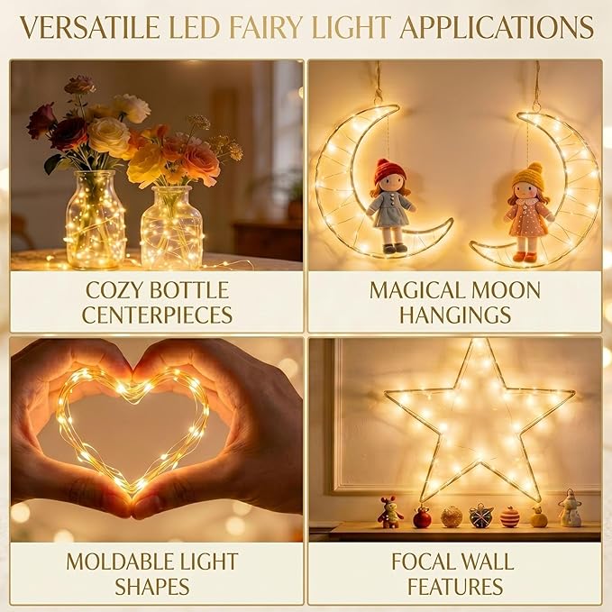 12 Pack Fairy Lights Battery Operated, 7FT 20 LED Waterproof Silver Wire Firefly Starry String Lights, Ideal for Wedding Centerpieces, Mason Jars, Party, Christmas Decor(Warm White)