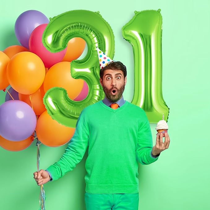 Green Number 1 Balloon 40 Inch, Big Large Foil Helium Number Balloons, Jumbo Giant Mylar Number 1 Balloons for 1 first Birthday Party Decorations Supplies Anniversary Celebration