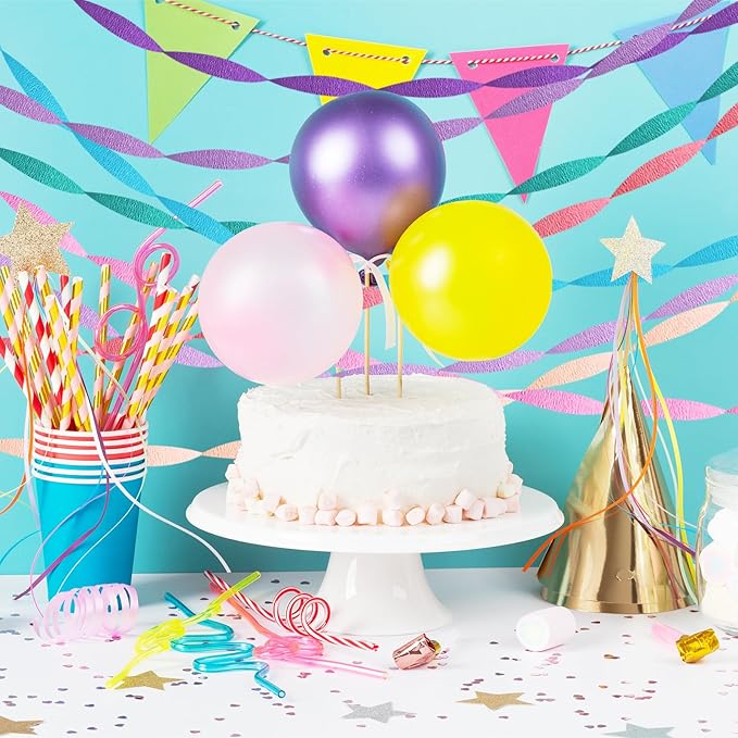 Pastel Crepe Paper Streamers 8 Rolls 656ft Party Streamers for Mermaid, Baby Shower, Under The Sea Party Decorations for Girls