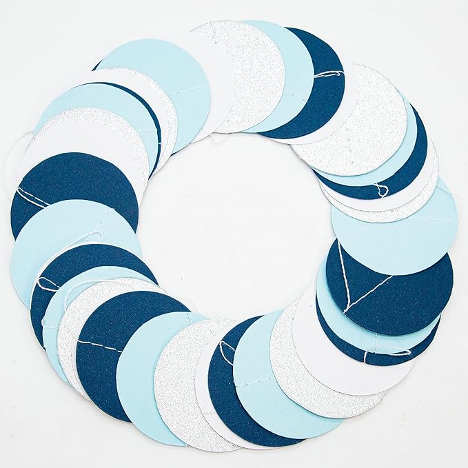 Silver Navy-Blue White Party-Decorations Birthday - 52ft Paper Garland Streamers Banner Birthday Decorations Christmas Baby Shower Winter Classroom Office Home Hanging Decor HongTongTong