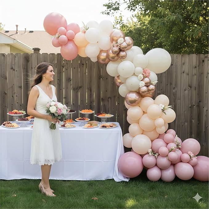 Dusty Pink Balloons, 60Pcs Pastel Light Pink and White Balloon Beige Sand White Champagne Gold Latex Neutral Balloons for Women Birthday Boho Wedding Baby Bridal Shower Party Mothers Day Decorations