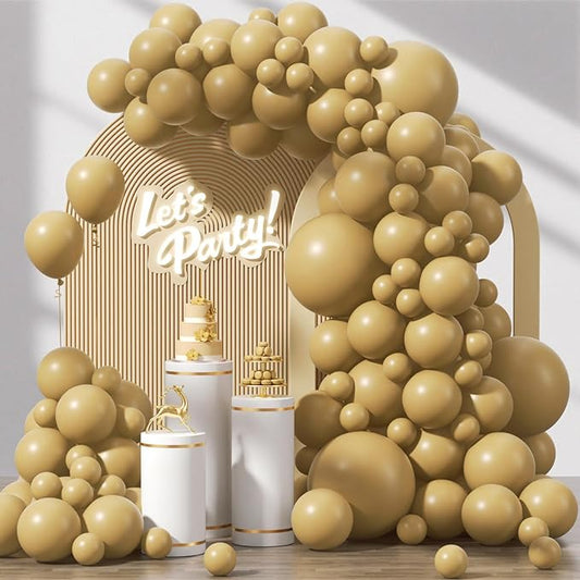 120pcs Tan Balloons, 18 12 10 5 inch Light Brown Balloons Different Sizes Brown Balloon Arch Kit for Boho Wedding Baby Shower Birthday Party Decorations