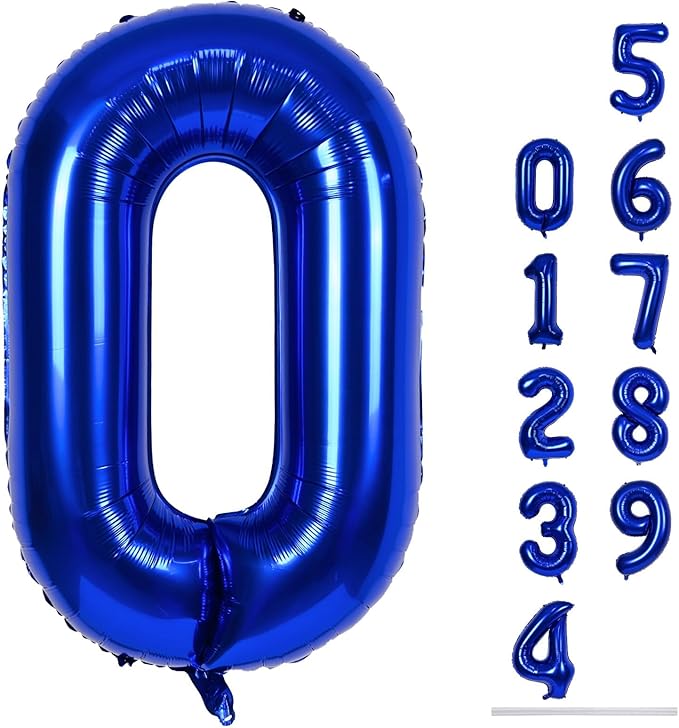 40 Inch Balloon Number 0 Navy Blue, Large Foil Dark Blue Number Balloons Set 0-9, Royal Blue Digital 0 Helium Balloons for Boys 10th 20th Birthday Anniversary Party Decoration Supplies