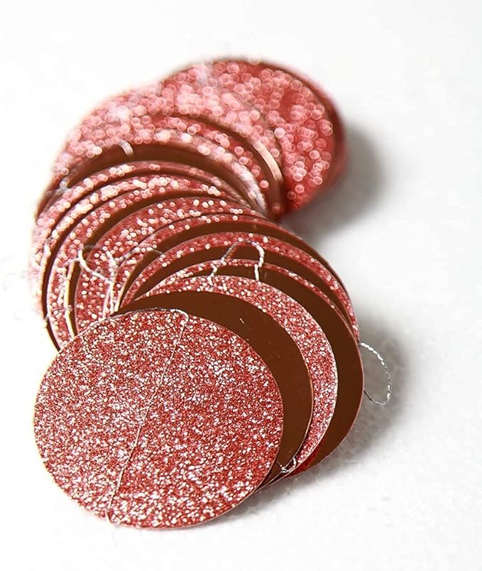 Decor365 Rose Gold Glitter Dot Garland Birthday Party Decorations Circle Streamers Banner Backdrop for Weddings Baby Showers Bridal Showers Gender Reveals Engagements Graduation Parties Decor