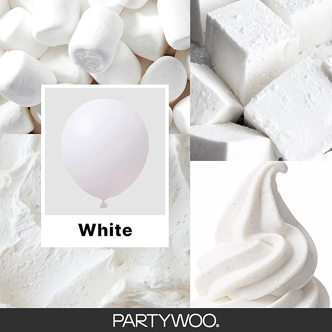PartyWoo White Balloons 155pcs Different Sizes Pack of 18 12 10 5 Inch Matte White Latex Balloon Arch Kit Garland for Wedding Bridal Graduation Baby Shower Birthday Party Decorations White-Y13