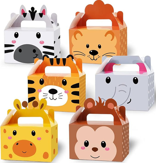 24 Pack Jungle Safari Animals Party Favor Boxes Zoo Animals Theme Happy Birthday Treat Boxes Party Decorations Bags Candy Goodies Gift Boxes for Kids Party Supplies 6 x 3 x 3.5 Inches