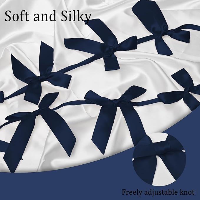 2pcs Navy Blue Bow Garland Banner - 8.3 Feet Coquette Ribbon Bow Decorations for Baby Shower, Birthday Party, Bridal Shower Decor (Navy Blue)