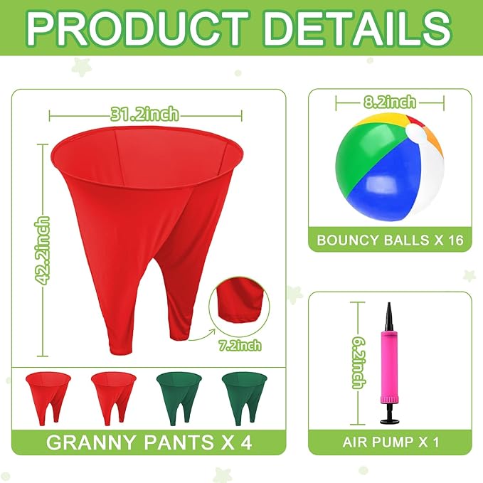 Granny Pants Yard Game Freaky Party Games Pants with Bouncy Balls and Air Pump Oversized Granny Pants Outdoor Game for Adults and Family Interactive Throwing Game for Group Gatherings