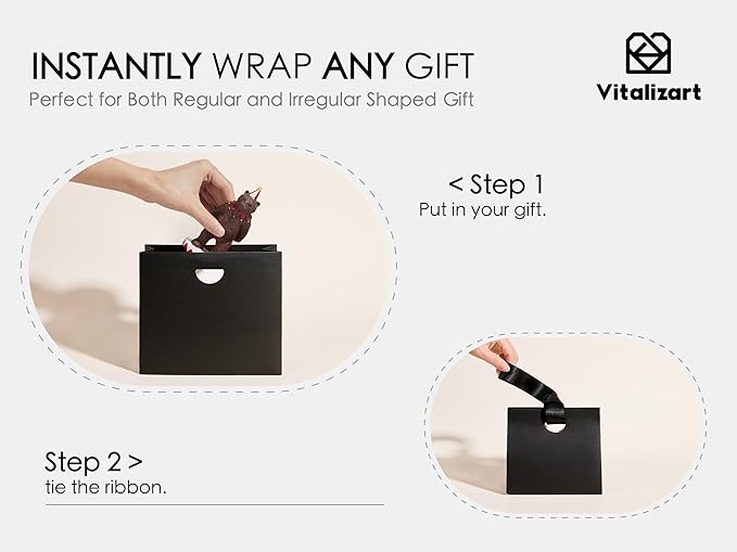 Vitalizart Paper Gift Bags With Ribbon Handles Set of 10 Assorted Colors Bulk Reusable For Gift Wrap Girls Kids Birthday Bridal Shower Party Favors Goodie Bags Candy Christmas 6.1"x2.95"x5.71" Mini